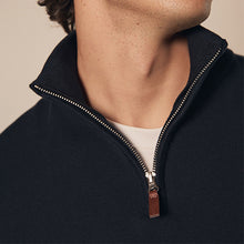 Load image into Gallery viewer, Navy Blue Plain Regular Fit 100% Cotton Premium Quarter Zip Jumper
