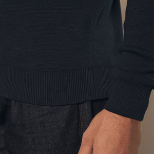 Navy Blue Plain Regular Fit 100% Cotton Premium Quarter Zip Jumper