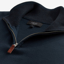 Load image into Gallery viewer, Navy Blue Plain Regular Fit 100% Cotton Premium Quarter Zip Jumper
