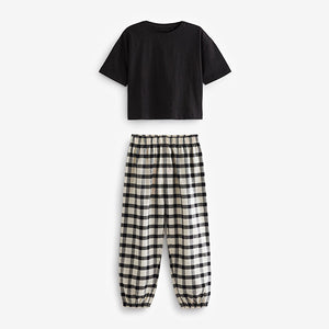 Black/White Cotton Woven Check Pyjamas 2 Pack (3-12yrs)