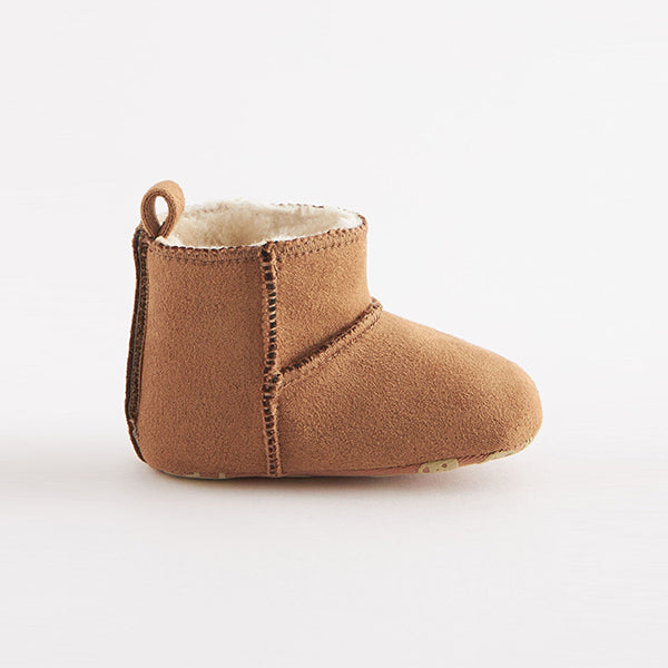 Tan Brown Warm Lined Baby Pull On Boots (0-24mths)