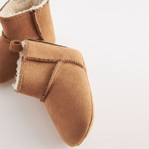 Tan Brown Warm Lined Baby Pull On Boots (0-24mths)