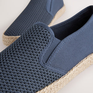 Navy Blue Mesh Espadrilles