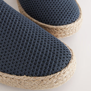 Navy Blue Mesh Espadrilles