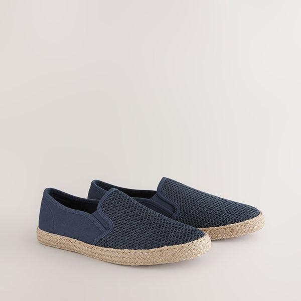 Navy Blue Mesh Espadrilles