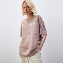 Load image into Gallery viewer, Rose Pink Acid Wash Longline Graphic Slogan 100% Cotton T-Shirt
