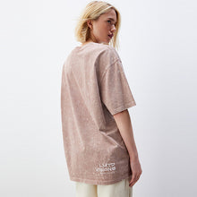 Load image into Gallery viewer, Rose Pink Acid Wash Longline Graphic Slogan 100% Cotton T-Shirt
