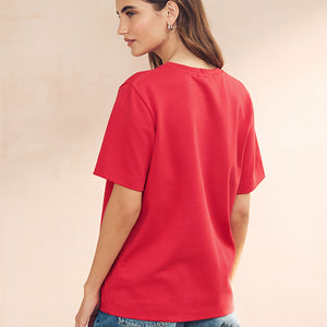 Red Heavyweight Short Sleeve Crew Neck T-Shirt