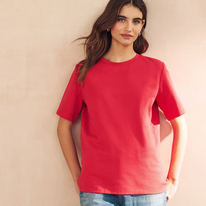 Red Heavyweight Short Sleeve Crew Neck T-Shirt