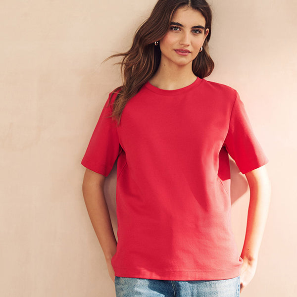 Red Heavyweight Short Sleeve Crew Neck T-Shirt