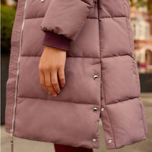 Load image into Gallery viewer, Rose Pink Shower Resistant Padded Puffer Hooded Mid Length Coat
