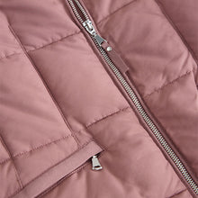 Load image into Gallery viewer, Rose Pink Shower Resistant Padded Puffer Hooded Mid Length Coat
