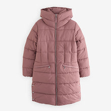 Load image into Gallery viewer, Rose Pink Shower Resistant Padded Puffer Hooded Mid Length Coat

