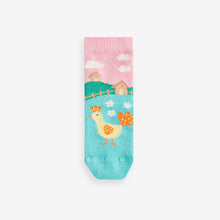 Load image into Gallery viewer, Pink and Green 5 Pack Cotton Rich Farm Character Ankle Socks
