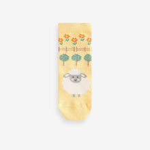 Load image into Gallery viewer, Pink and Green 5 Pack Cotton Rich Farm Character Ankle Socks
