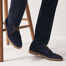 Load image into Gallery viewer, Navy Suede Derby Shoes
