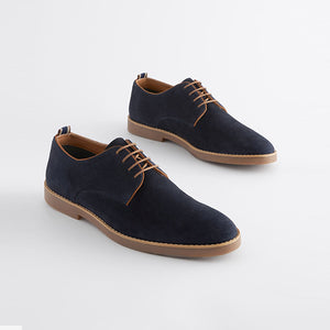 Navy Suede Derby Shoes