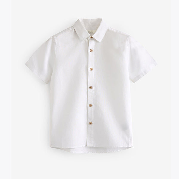 White Linen Blend Shirt (3mths-12yrs)