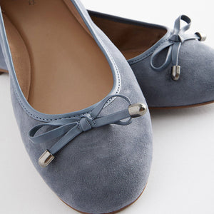 Blue Forever Comfort® Round Toe Leather Ballerina Shoes