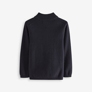 Navy Zip Through Knitted Cardigan (3-12yrs)