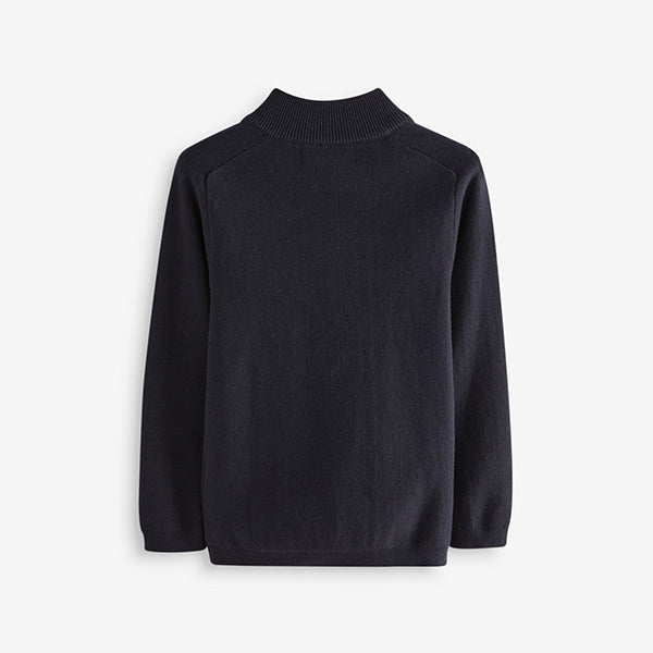 Navy Zip Through Knitted Cardigan (3-12yrs)