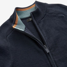 Load image into Gallery viewer, Navy Zip Through Knitted Cardigan (3-12yrs)
