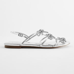 Silver Regular/Wide Fit Forever Comfort ® Bow Slingback Sandals