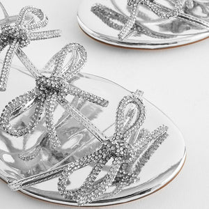 Silver Regular/Wide Fit Forever Comfort ® Bow Slingback Sandals