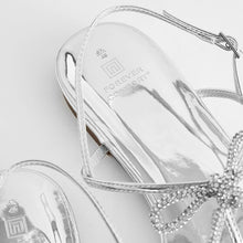 Load image into Gallery viewer, Silver Regular/Wide Fit Forever Comfort ® Bow Slingback Sandals
