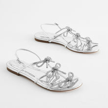 Load image into Gallery viewer, Silver Regular/Wide Fit Forever Comfort ® Bow Slingback Sandals
