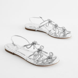 Silver Regular/Wide Fit Forever Comfort ® Bow Slingback Sandals