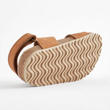 Load image into Gallery viewer, Tan Brown Standard Fit (F) Leather Touch Fastening Corkbed Sandals

