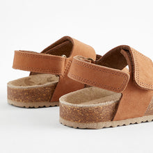 Load image into Gallery viewer, Tan Brown Standard Fit (F) Leather Touch Fastening Corkbed Sandals
