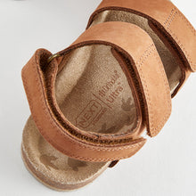 Load image into Gallery viewer, Tan Brown Standard Fit (F) Leather Touch Fastening Corkbed Sandals
