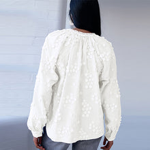 Load image into Gallery viewer, White Tie Neck Floral Blouse
