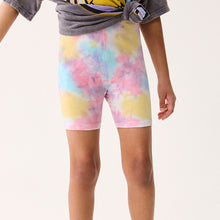 Load image into Gallery viewer, Multi Pink/Blue/Yellow Tie Dye Cycle Shorts
