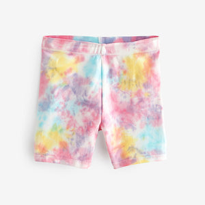 Multi Pink/Blue/Yellow Tie Dye Cycle Shorts