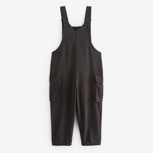 Washed Black Cargo Pocket Dungarees (3-12yrs)