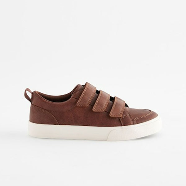 Tan Brown 3 Strap Touch Fastening Trainers