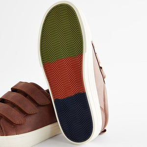 Tan Brown 3 Strap Touch Fastening Trainers