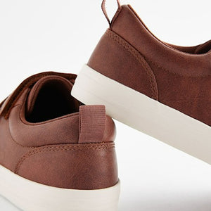 Tan Brown 3 Strap Touch Fastening Trainers