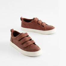 Load image into Gallery viewer, Tan Brown 3 Strap Touch Fastening Trainers

