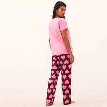 Load image into Gallery viewer, Pink Heart Cotton Short Sleeve Pyjamas
