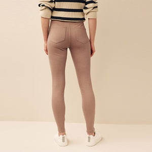 Taupe Brown Jersey Denim Leggings