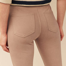 Load image into Gallery viewer, Taupe Brown Jersey Denim Leggings
