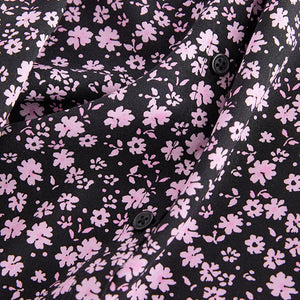 Black/Pink Floral Ruched Sleeve Tea Dress (3-12yrs)