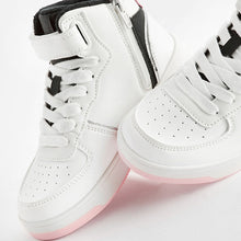 Load image into Gallery viewer, Pink Mono Retro High Top Trainers (Older Girls)
