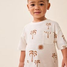 Load image into Gallery viewer, Ecru White Palms All-Over Print Short Sleeve T-Shirt
