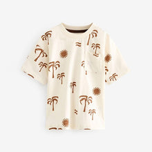 Load image into Gallery viewer, Ecru White Palms All-Over Print Short Sleeve T-Shirt
