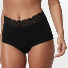 Load image into Gallery viewer, White/Black/Grey Full Brief Cotton Lace Knickers 4 Pack
